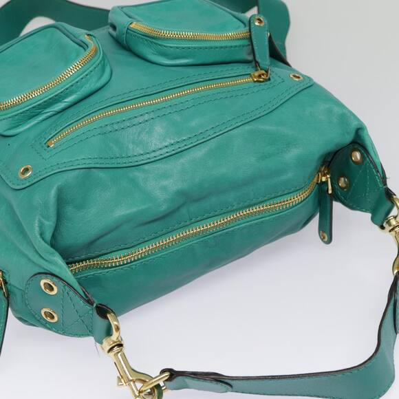 GUCCI Backpack Leather Green Gold - Picture 14 of 16